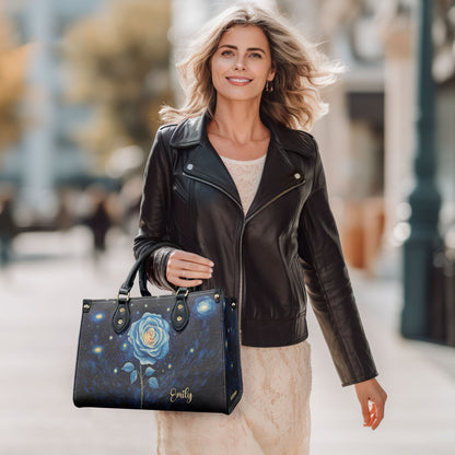 Rose In The Starry Night Style - Personalized Leather Handbag MSM16