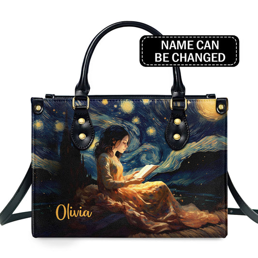 Girl In The Starry Night - Personalized Leather Handbag MS-NH13