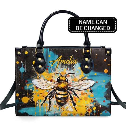 Watercolor Bee - Personalized Leather Handbag MS-NH1611