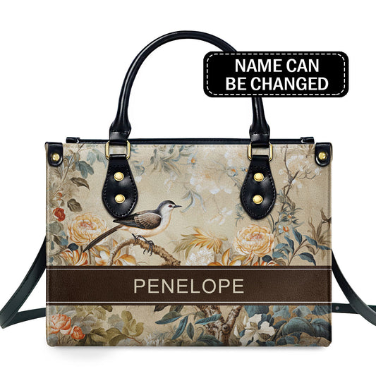 Hummingbird And Flower - Personalized Leather Handbag MS-TH02