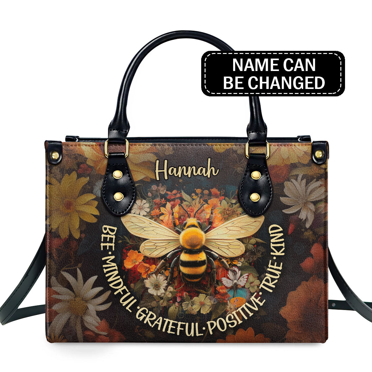 Bee Mindful - Personalized Leather Handbag MS-TH06