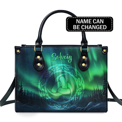 Triple Horn Of Odin - Personalized Leather Handbag MS105