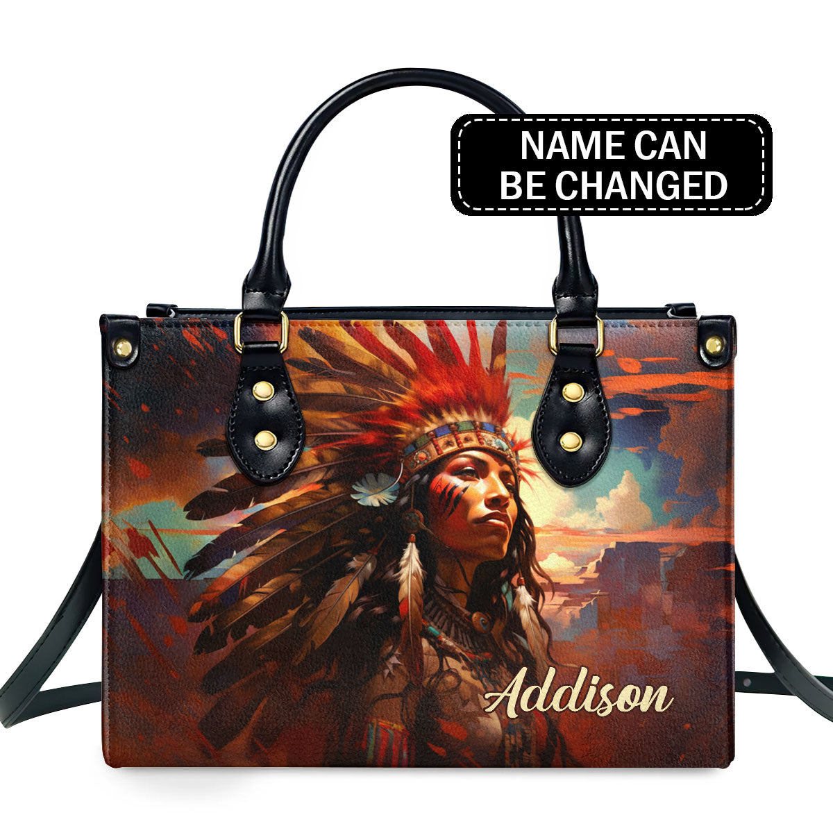 Native American Woman - Personalized Leather Handbag MS110