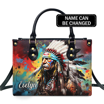 Native American Culture - Personalized Leather Handbag MS119
