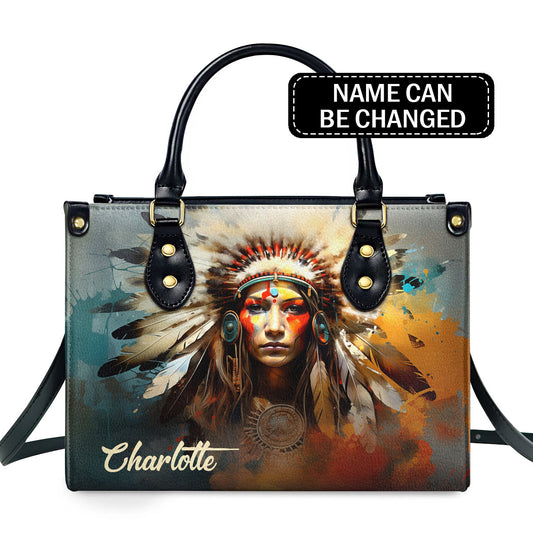 Gorgeous Native American - Personalized Leather Handbag MS120