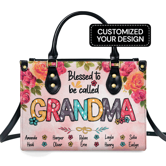 Blessed To Be Called Nana - Personalized Leather Handbag MS99