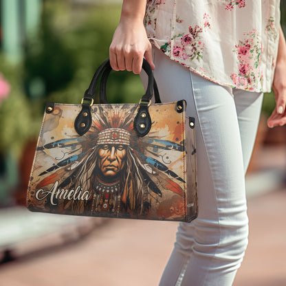 Native American Culture - Personalized Leather Handbag MS121