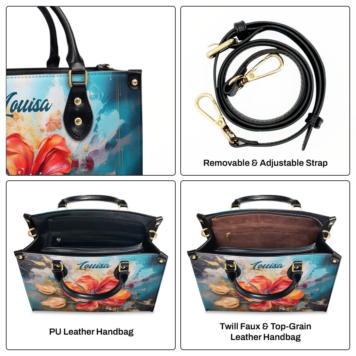 Flamboyant Flower - Personalized Leather Handbag MS-H1