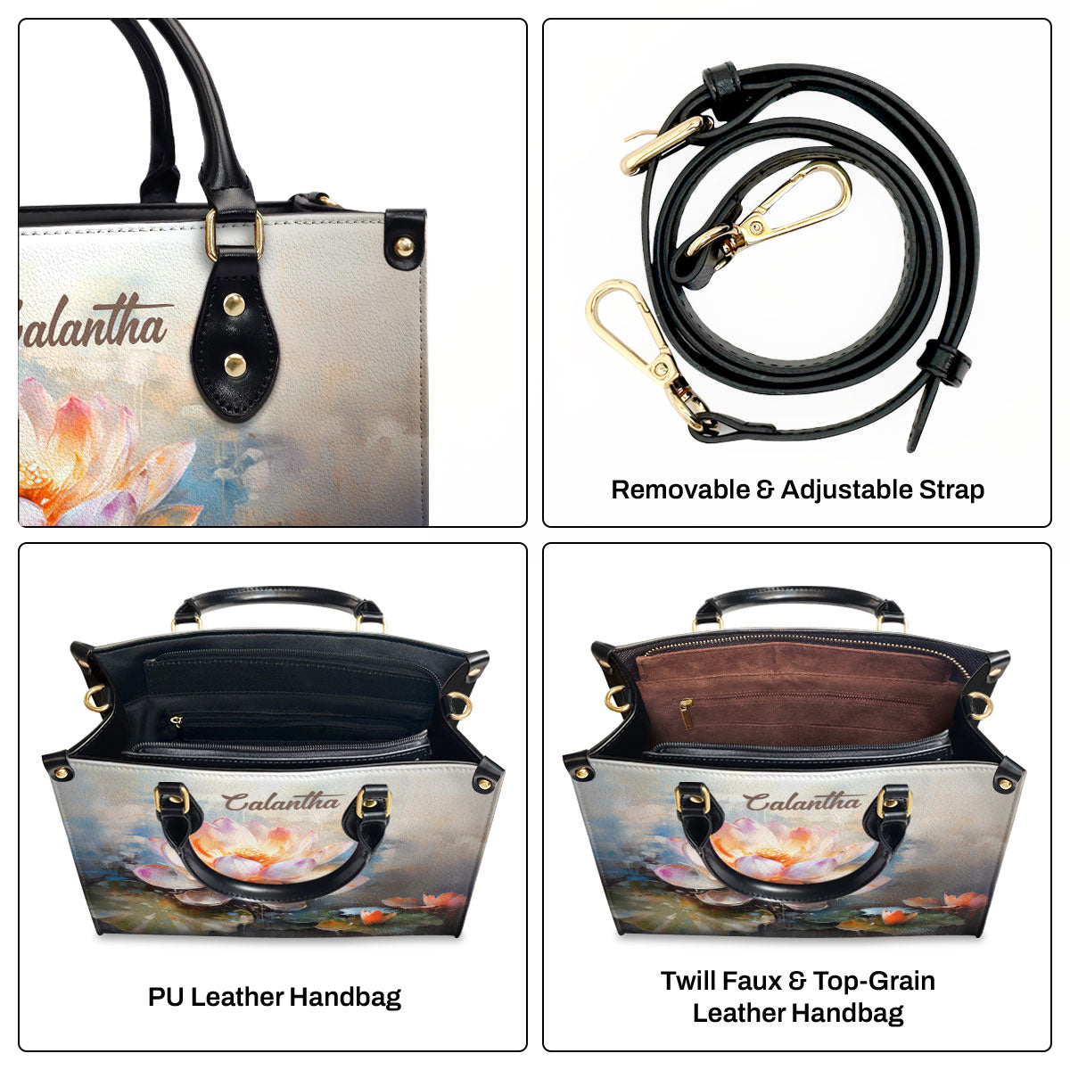 Blooming Lotus - Personalized Leather Handbag MS-NH17