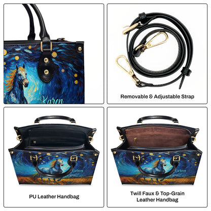 Horse In The Starry Night Style - Personalized Leather Handbag MSM14