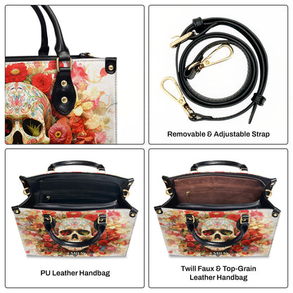 Skull And Flowers - Personalized Leather Handbag MSM31