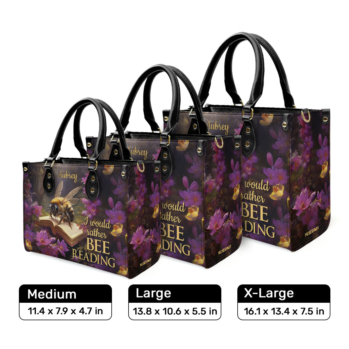 I Would Rather Bee Reading - Personalized Leather Handbag MS-NH1623