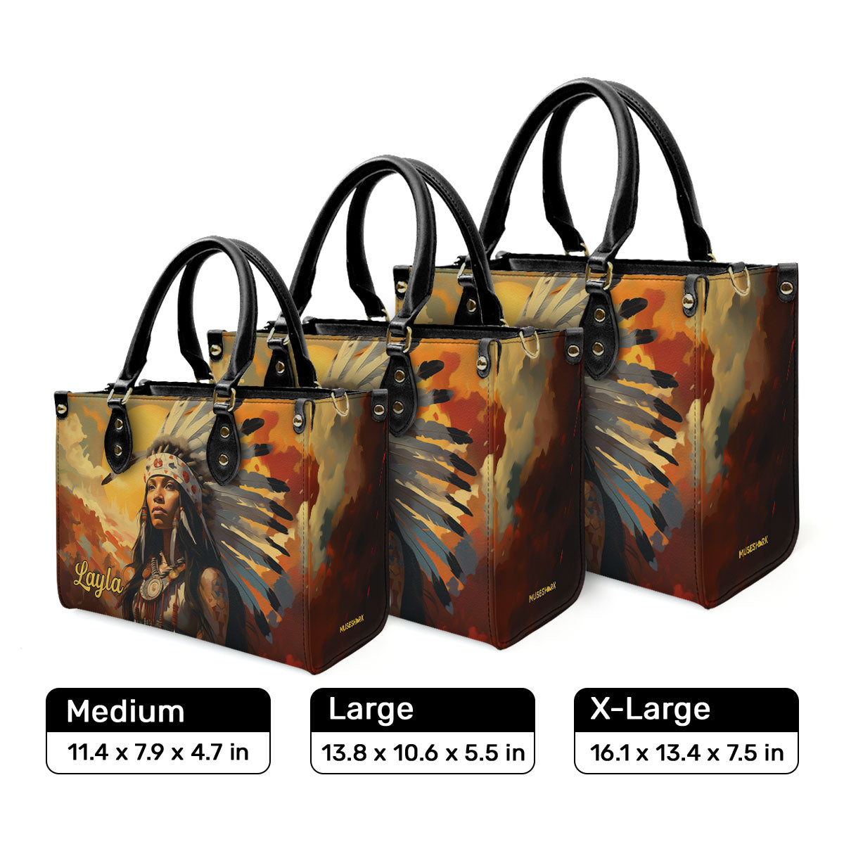 Native American Culture - Personalized Leather Handbag MS115