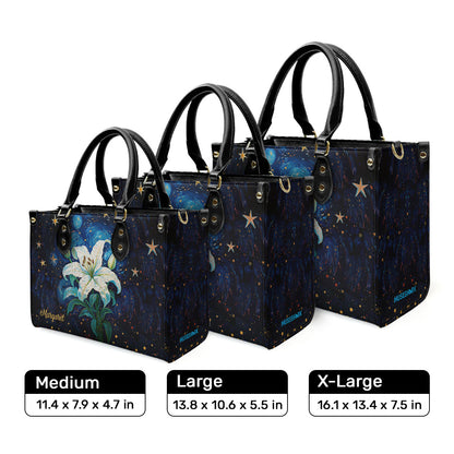 Lily In The Starry Night Style - Personalized Leather Handbag MSM17