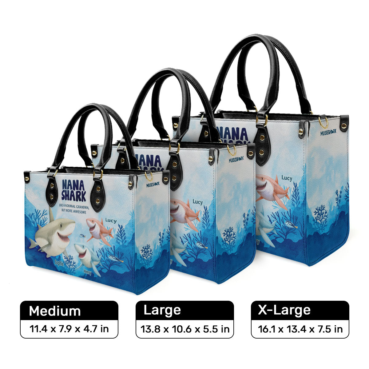 Nana Shark - Personalized Leather Handbag MS248