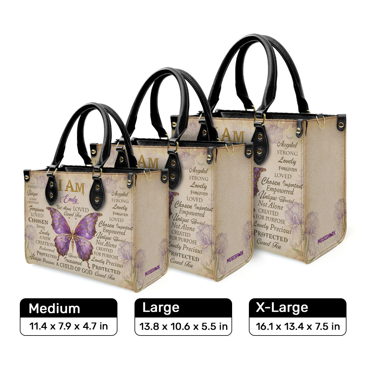 I Am Not Alone - Personalized Leather Handbag MSM48