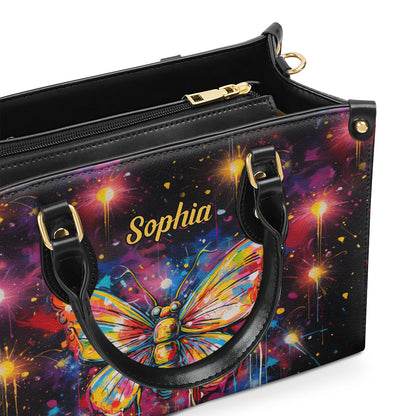 Colorful Butterfly - Personalized Leather Handbag MS-NH15