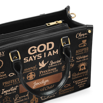 God Says I Am - Personalized Leather Handbag MS03