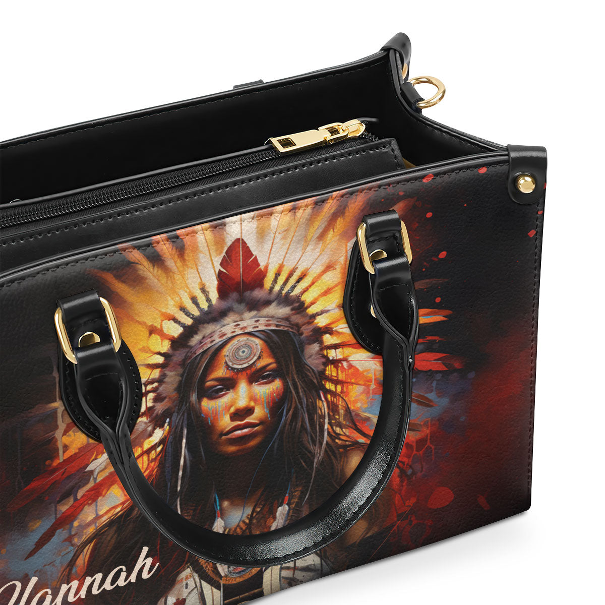 Native American - Personalized Leather Handbag MS112