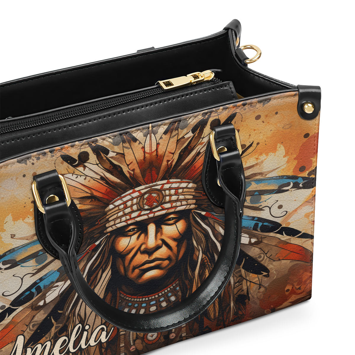 Native American Culture - Personalized Leather Handbag MS121