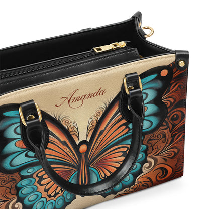 Beautiful Butterfly - Personalized Leather Handbag MSM04