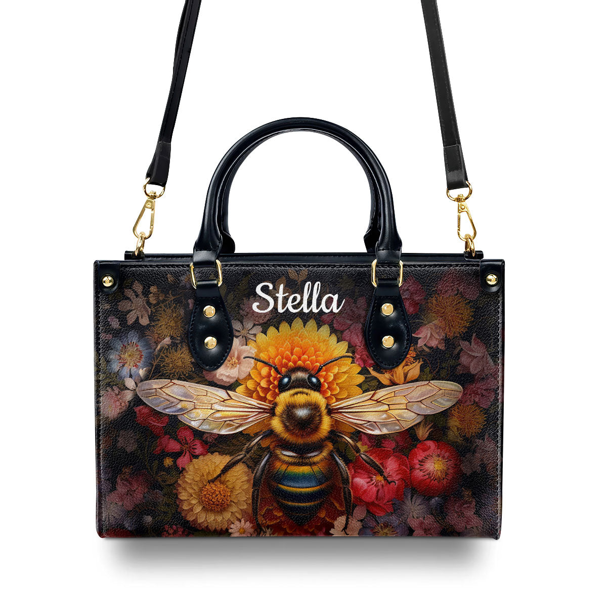 Bee And Flower - Personalized Leather Handbag MS-NH1619