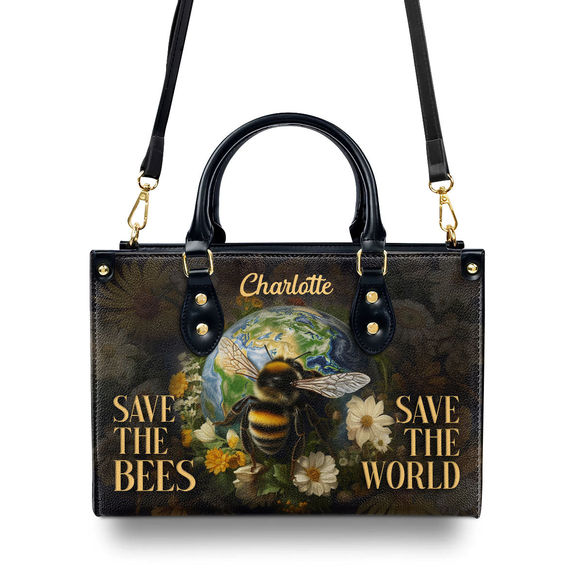 Save The Bees - Personalized Leather Handbag MS-NH1624