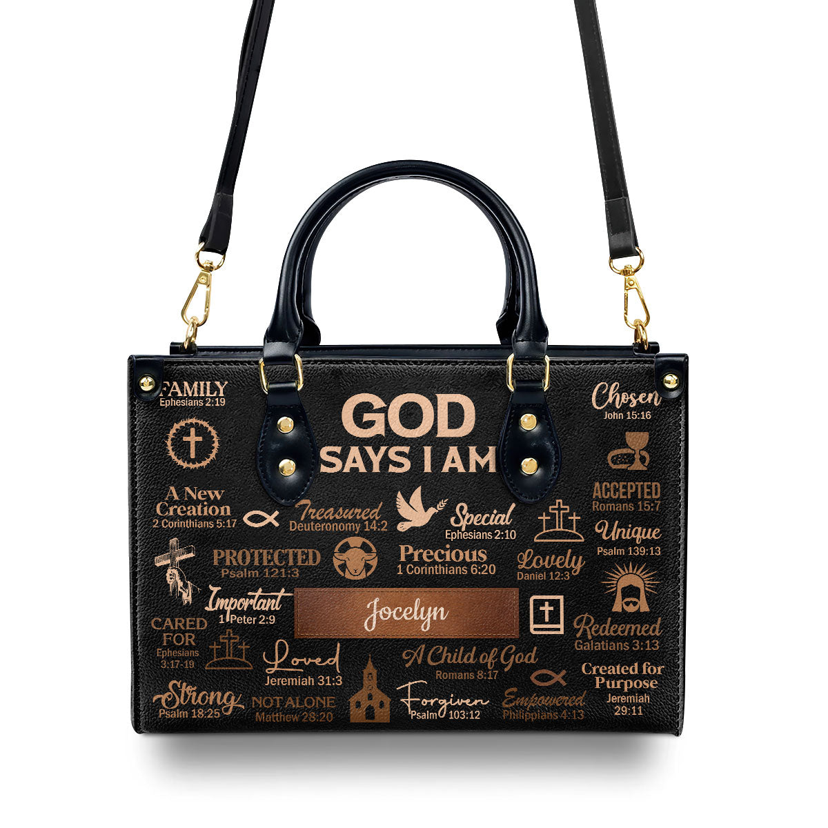 God Says I Am - Personalized Leather Handbag MS03