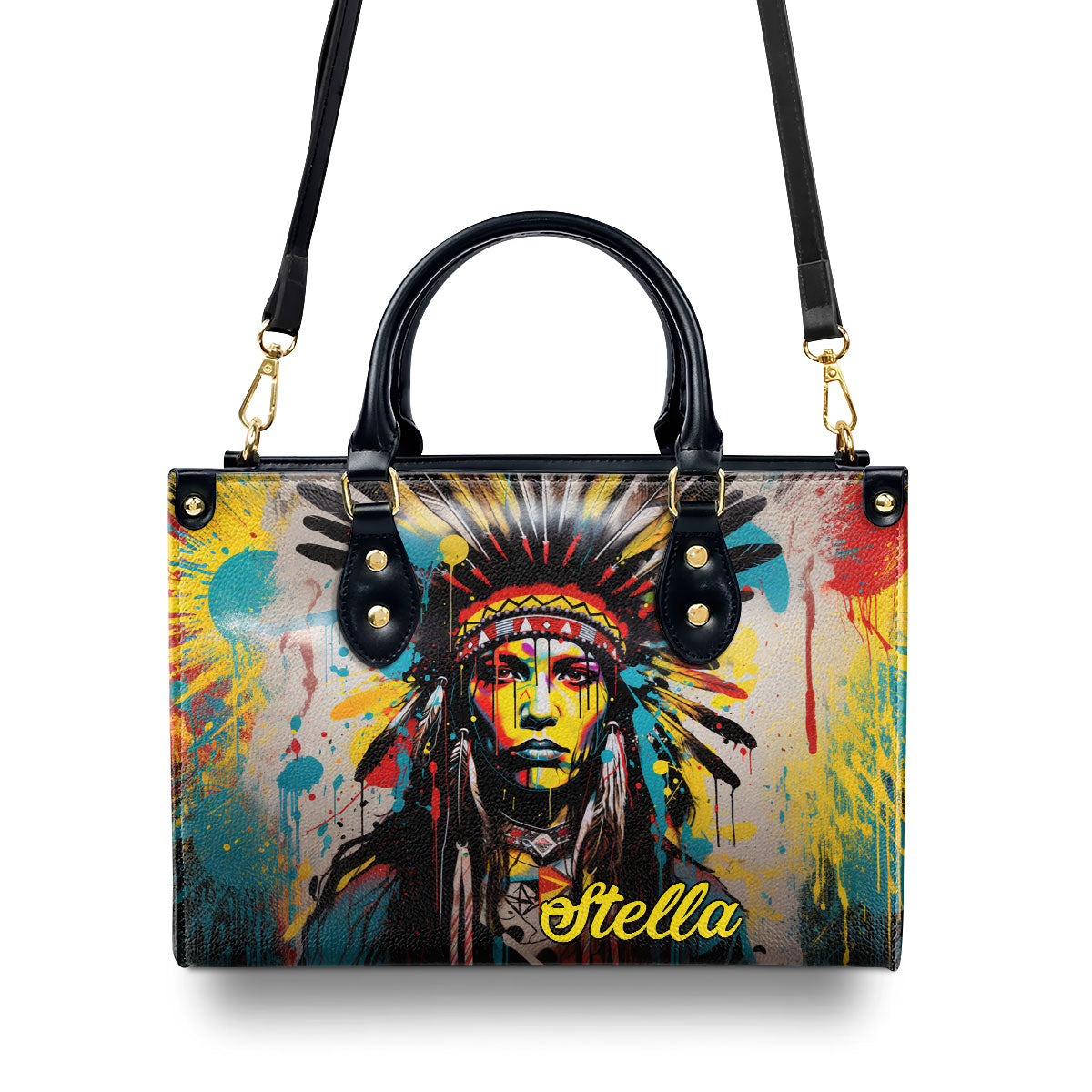 Native American - Personalized Leather Handbag MS109