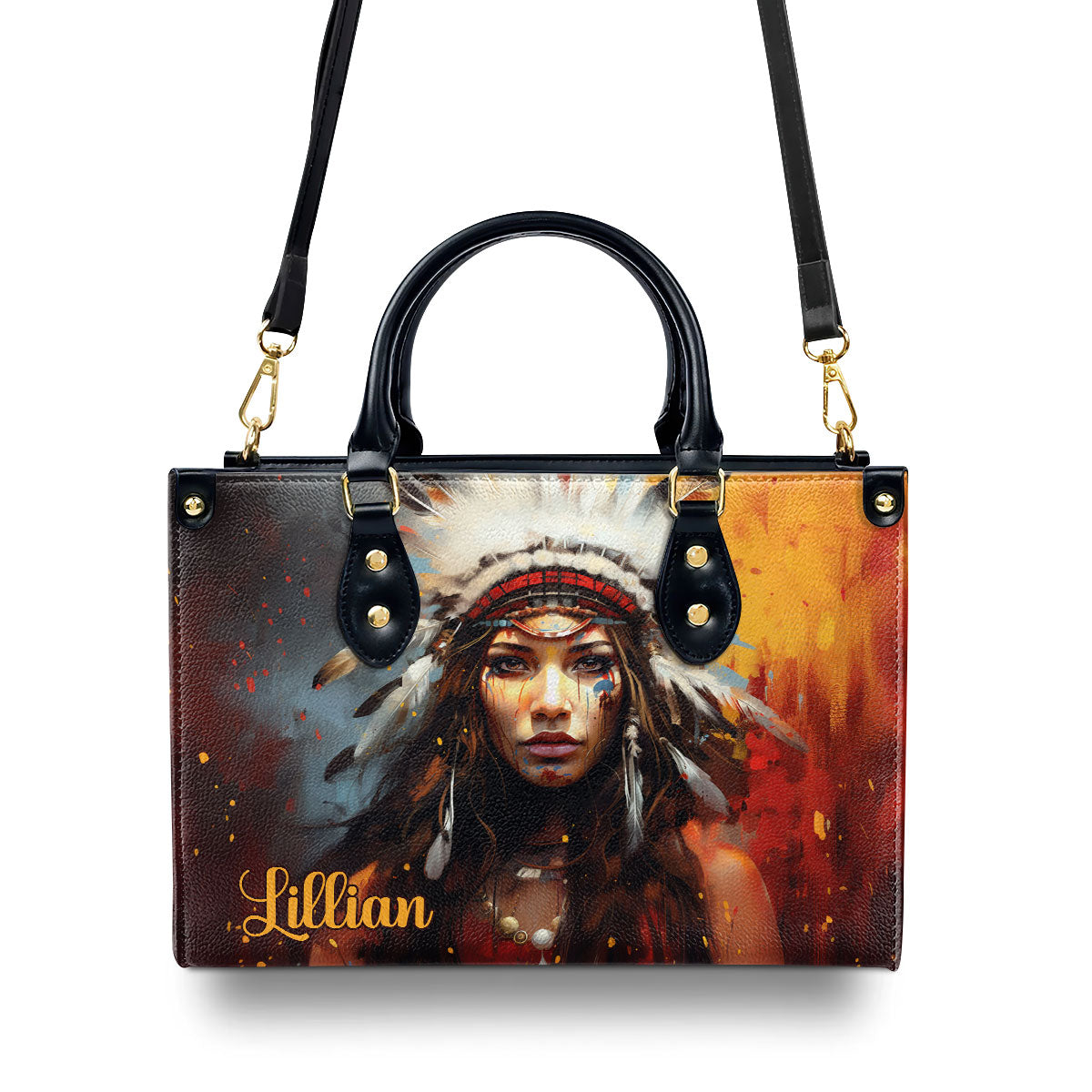 Native American Girl - Personalized Leather Handbag MS111