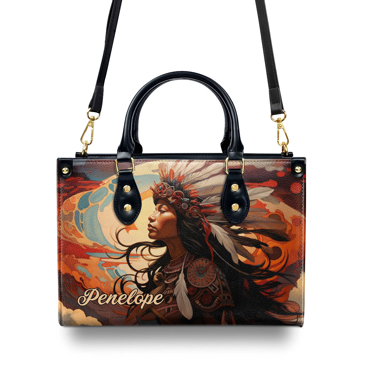 Native American Girl - Personalized Leather Handbag MS114