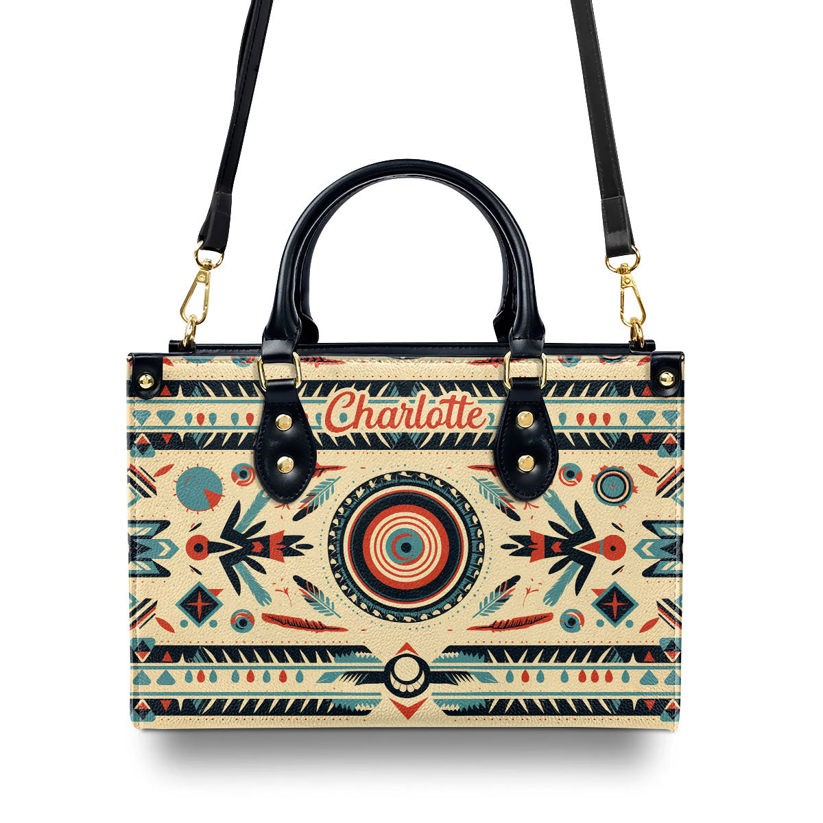 Native American Art - Personalized Leather Handbag MS127