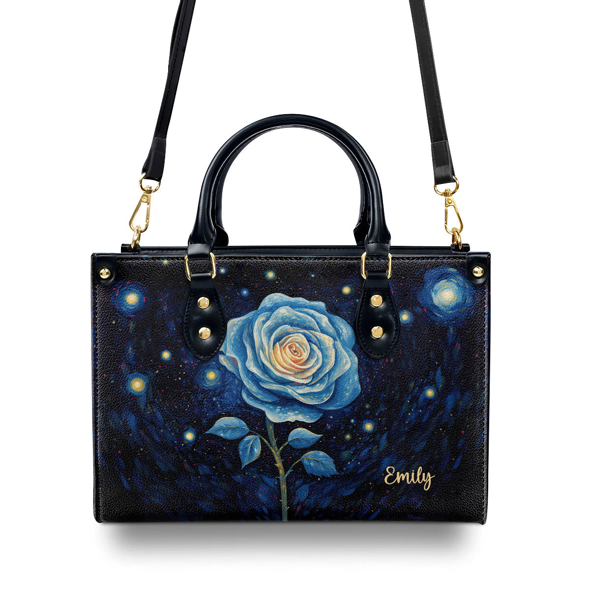 Rose In The Starry Night Style - Personalized Leather Handbag MSM16