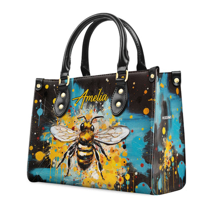 Watercolor Bee - Personalized Leather Handbag MS-NH1611