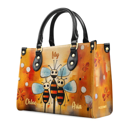 3 Bees - Personalized Leather Handbag MS-NH1632