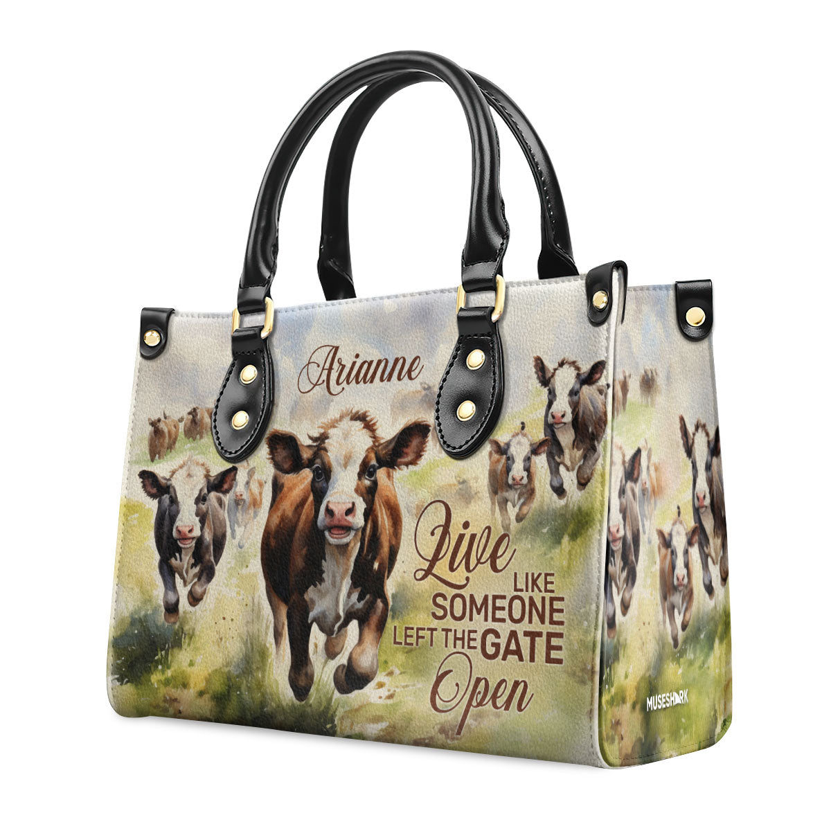 Live Like Someone Left The Gate Open - Personalized Leather Handbag MS-TH07