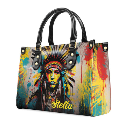 Native American - Personalized Leather Handbag MS109