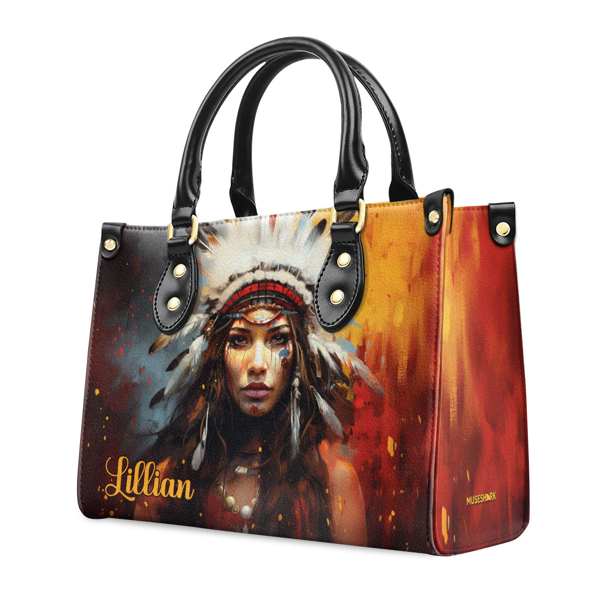Native American Girl - Personalized Leather Handbag MS111