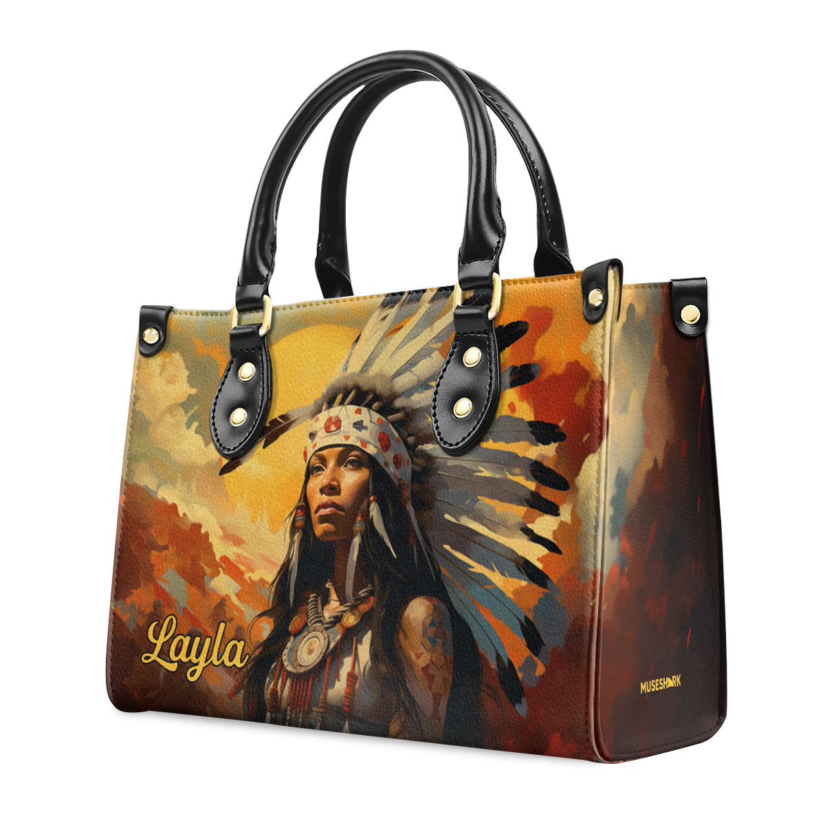 Native American Culture - Personalized Leather Handbag MS115