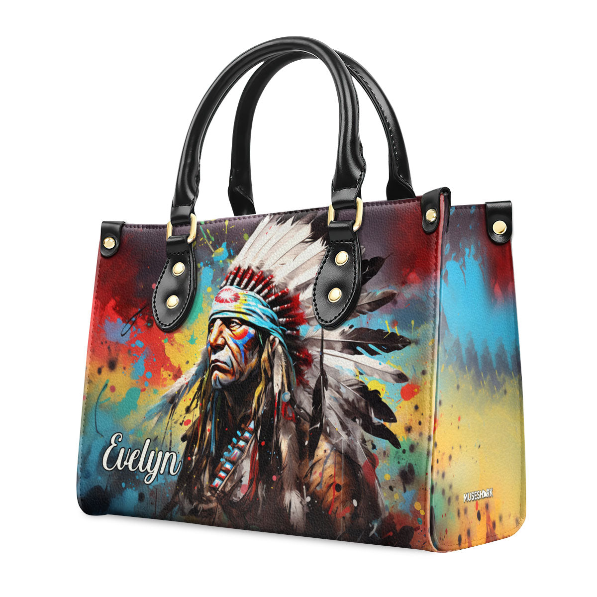 Native American Culture - Personalized Leather Handbag MS119