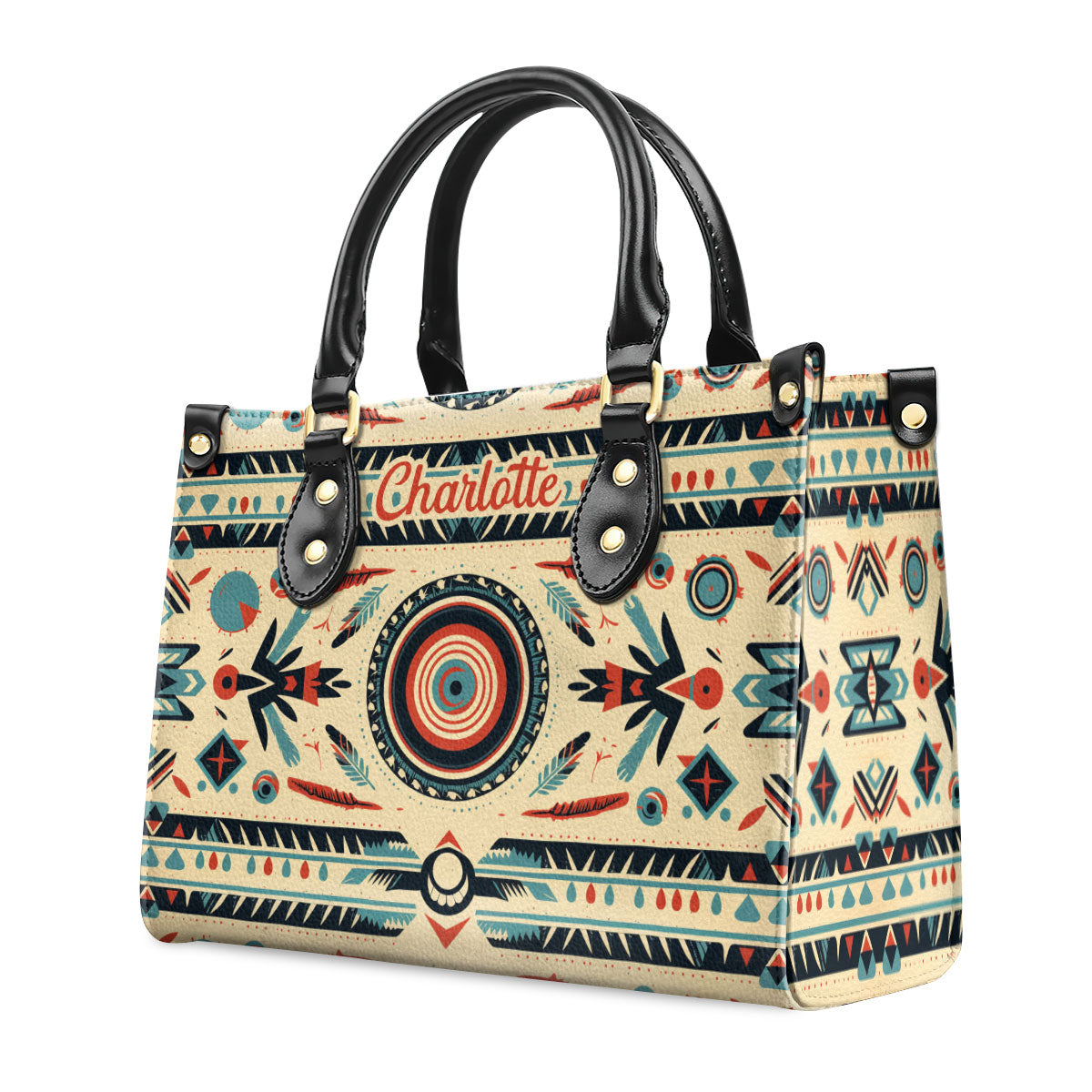 Native American Art - Personalized Leather Handbag MS127