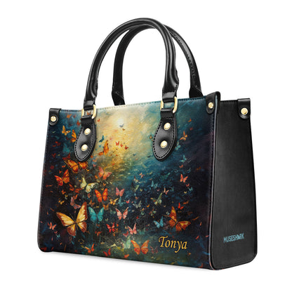Butterflies - Personalized Leather Handbag MSM30