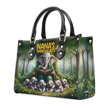 Nana's Sweethearts - Elephant Personalized Leather Handbag MS-H101