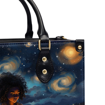 Girl In The Starry Night - Personalized Leather Handbag MS-NH14