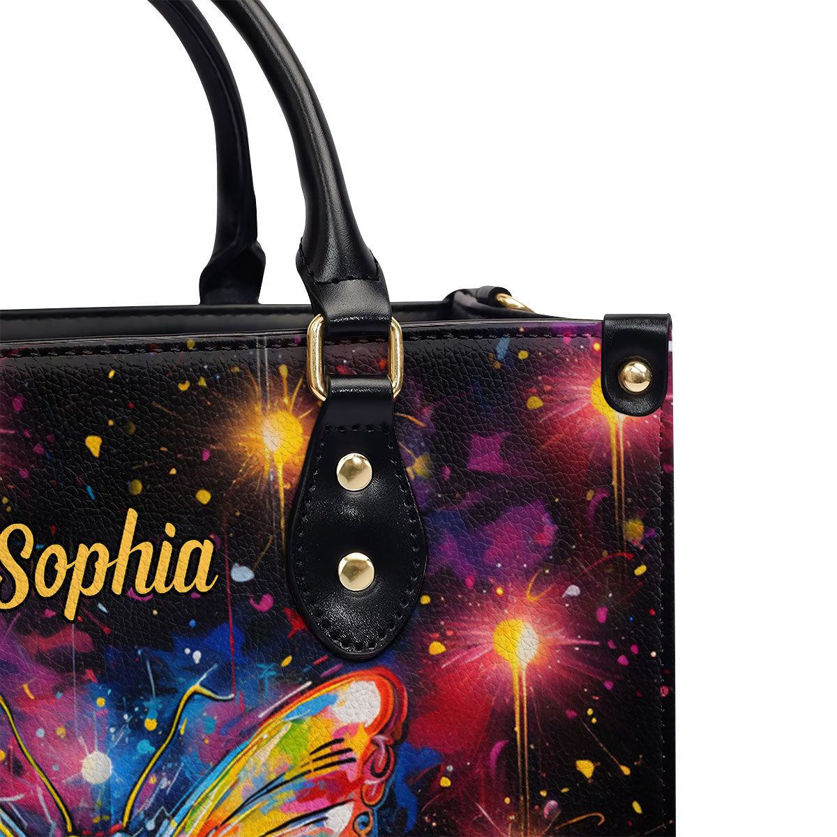 Colorful Butterfly - Personalized Leather Handbag MS-NH15