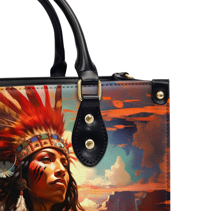 Native American Woman - Personalized Leather Handbag MS110
