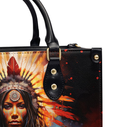 Native American - Personalized Leather Handbag MS112
