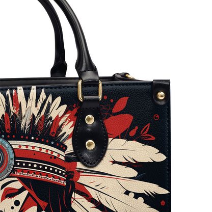 Native American Woman Art - Personalized Leather Handbag MS124