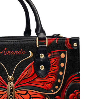 Red Butterfly - Personalized Leather Handbag MSM01