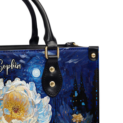 Peony In The Starry Night Style - Personalized Leather Handbag MSM28